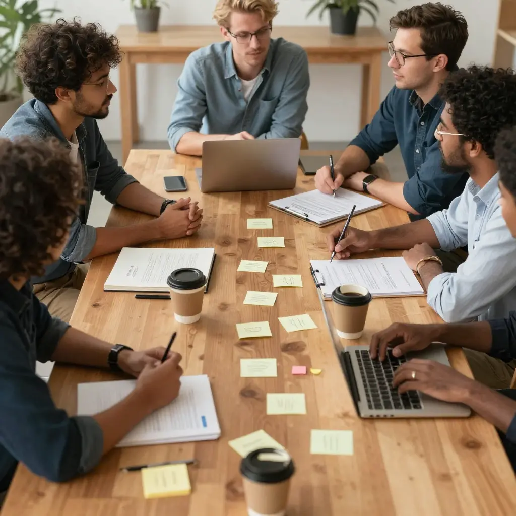 Creative entrepreneurs brainstorming innovative ideas together